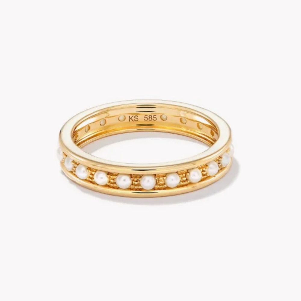 Kendra Scott Drew 14K Yellow Gold Band with White Pearl Ring